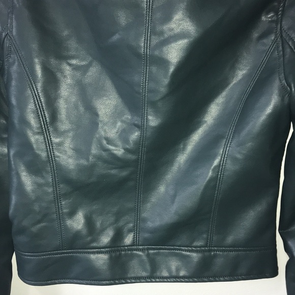 BlankNYC High Collar Vegan Leather Sky Walker Hunter Green Moto Jacket XS - Picture 10 of 16